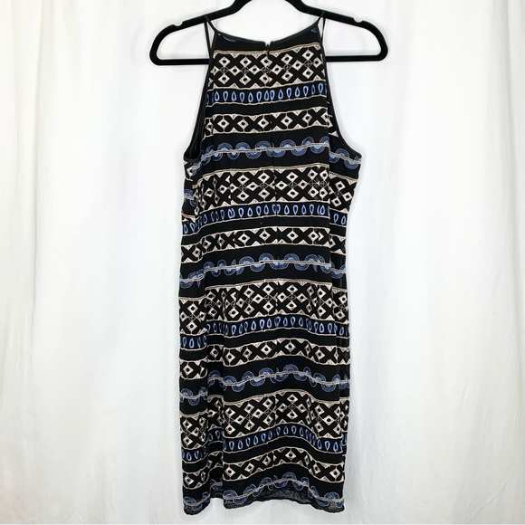 White House Black Market Black Sleeveless Dress with Metallic Embroidery Size 8 - Picture 2 of 7